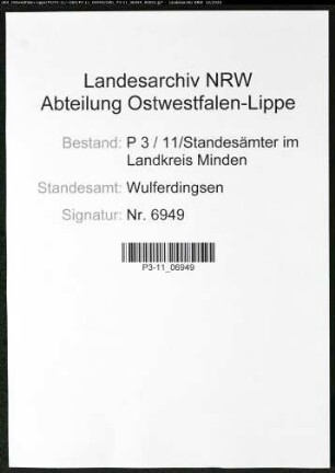 Sterberegister Standesamt Wulferdingsen