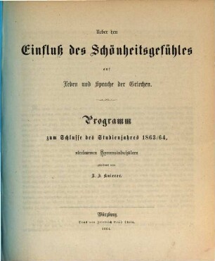 Programm : zum Schlusse des Studienjahres .... 1863/64