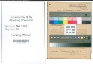 Entnazifizierung Werner Hecking , geb. 28.05.1878 (Fabrikant)
