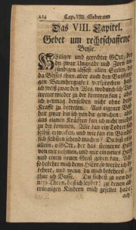Das VIII. Capitel. Gebet um rechtschaffene Buße