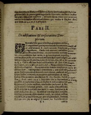 Pars II. De adificatione & consecratione Templorum.