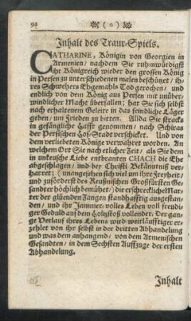 Inhalt des Traur-Spiels.