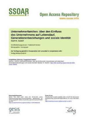 Unternehmerfamilien: über den Einfluss des Unternehmens auf Lebenslauf, Generationenbeziehungen und soziale Identität