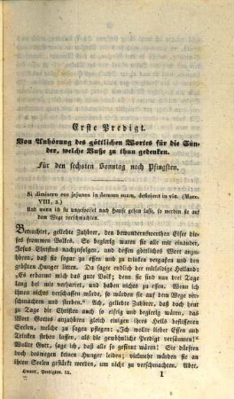 Christliche Sittenlehre der evangelischen Wahrheiten : dem christlichen Volke in sonn- und festtäglichen Predigten vorgetragen, 9. 3. Abth., Der büßende Christ ; 1. Theil