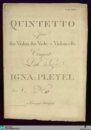 Quintetto per due violoni, due viole, e violoncello : No. 13