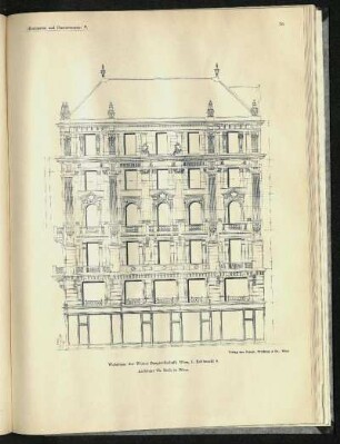 Wohnhaus der Wiener Baugesellschaft, Wien, I. Kohlmarkt 6. Architekt: Th. Bach.
