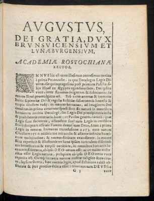 Augustus, Dei Gratia, Dux Brunsvicensium Et Lunaeburgensium, Academiae Rostochianae Rector.