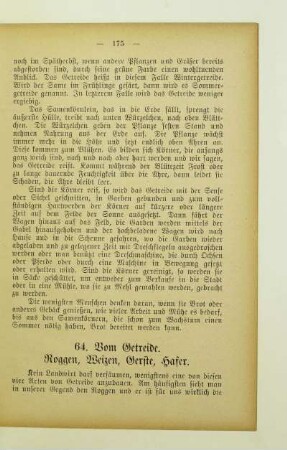 64. Vom Getreide. Roggen, Weizen, Gerste, Hafer