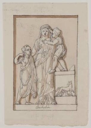 Cornelia [Entwurf zu einem nicht ausgeführten Relief (wohl in Zusammenhang mit dem Weimarer Schloßneubau)]