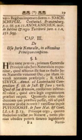 Cap. III. De Usu Iuris Naturalis, in actionibus Principum conspicuo.
