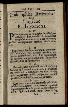 Philosophiae Rationalis sive Logicae Prolegomena.