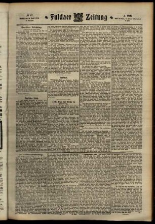 Zweite Ausgabe vom Montag, den 29. April 1912.