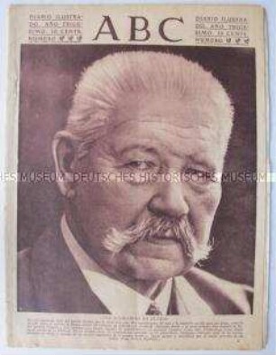 Illustrierte spanische Tageszeitung "ABC" u.a. zum Tod von Hindenburg (Titelfoto)