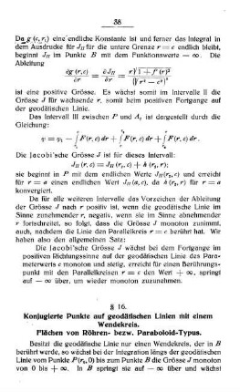 § 16. Konjugierte Punkte auf geodätischen Linien mit einem Wendekreis. Flächen von Röhren- bezw. Paraboloid-Typus.