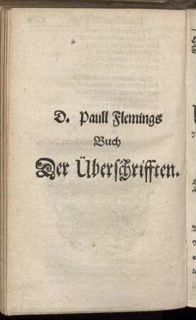 D. Paull Flemings Buch Der Überschrifften.