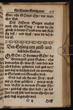 Bet-Gesang um geist- und leibliche Gaben.