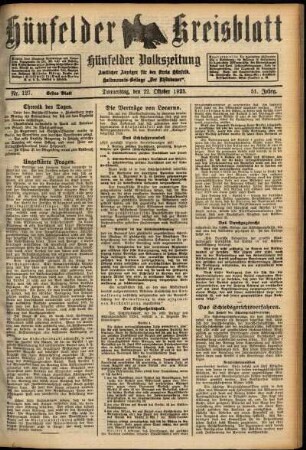 Erste Ausgabe vom Donnerstag, den 22. Oktober 1925.