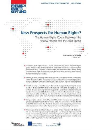 New prospects for human rights? : the Human Rights Council between the review process and the Arab Spring