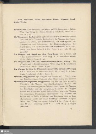 Von demselben Autor erschienen bisher folgende heraldische Werke: