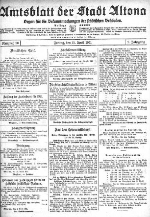 Nummer 20 : Freitag, den 15. April 1921