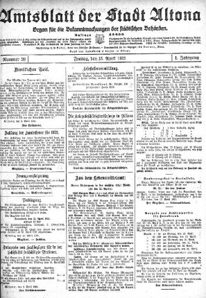 Nummer 20 : Freitag, den 15. April 1921