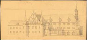 Schloss Carolath bei Beuthen/Oder Umbau: Aufriss Turmseite, Maßstabsleiste
