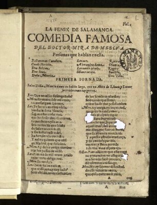 La Fénix de Salamanca : Comedia Famosa