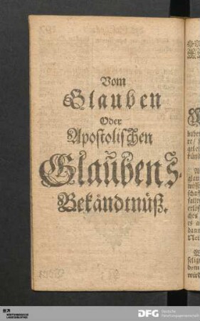Vom Glauben Oder Apostolischen Glaubens-Bekändtnüß.