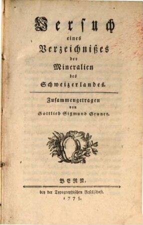 Versuch eines Verzeichnißes der Mineralien des Schweizerlandes