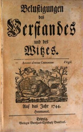 Belustigungen des Verstandes und Witzes. 1744, Juli - Dez.