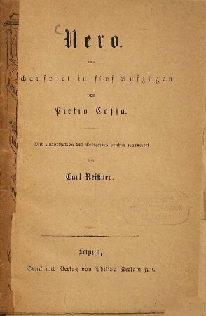 Nero : Schauspiel in fünf Aufzügen von Pietro Cossa