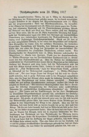 Reichstagsrede vom 29. März 1917