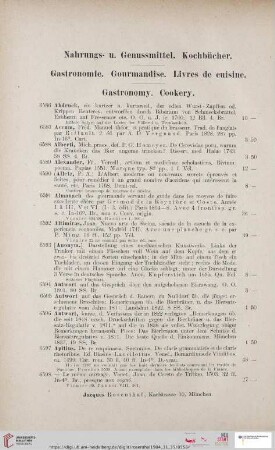Nahrungs- u. Genussmittel. Kochbücher. Gastronomie (Nr. 6586 - 6972)