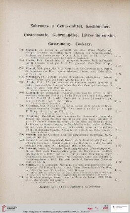 Nahrungs- u. Genussmittel. Kochbücher. Gastronomie (Nr. 6586 - 6972)