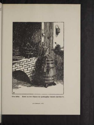 Motiv aus dem Museum für hamburgische Geschichte (Holzschnitt).
