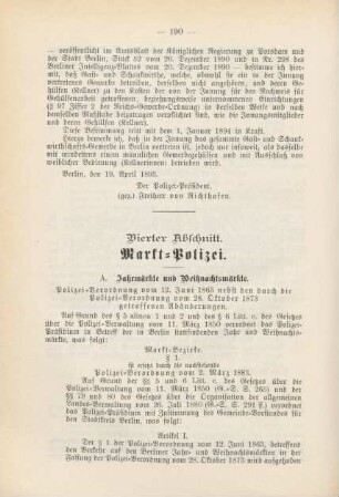 Vierter Abschnitt. Markt-Polizei