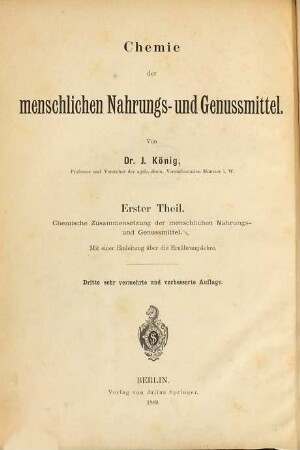 Chemie der menschlichen Nahrungs- und Genussmittel, 1