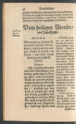 Vom heiligen Abendtmal Jesu Christi.