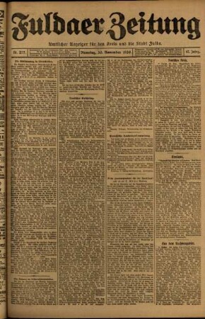 Ausgabe vom Dienstag, den 30. November 1920.