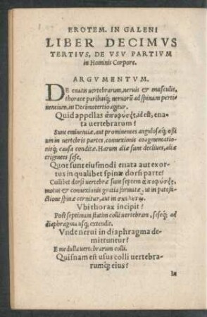 Liber Decimus Tertius, De Usu Partium In Hominis Corpore.