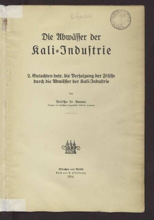 2.: Zweites Gutachten betr. die Versalzung der Flüsse durch die Abwässer der kali-Industrie
