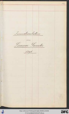 [fol. 179] Sommersemester 1891