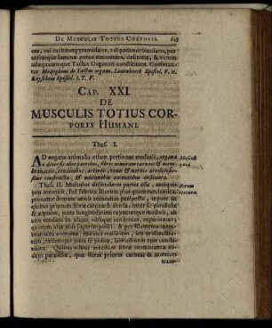 Cap. XXI. De Musculis Totius Corporis Humani. - Cap. XXV. De Lymha.