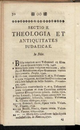 Sectio II. Theologia Et Antiquitates Iudaeicae