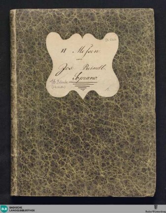 Messa in B : a soprano, alto, tenore, basso, violino 1mo, violino 2do, 2 oboe, 2 clarin, timpani, violone ed organo; op.IX