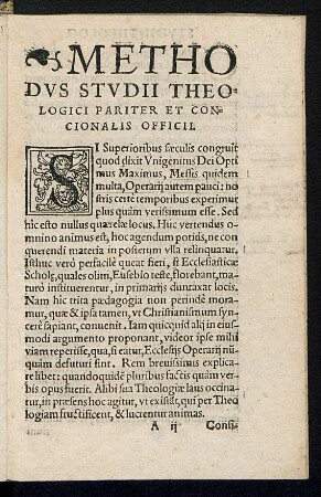 Methodus Studii Theologici Pariter Concionalis Officii.