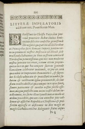 Litterae Imperatoris ad Pium IIII. Pontificem Max.