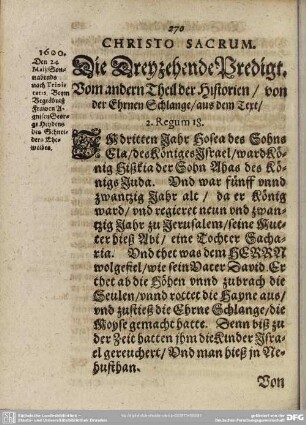 Die Dreyzehende Predigt