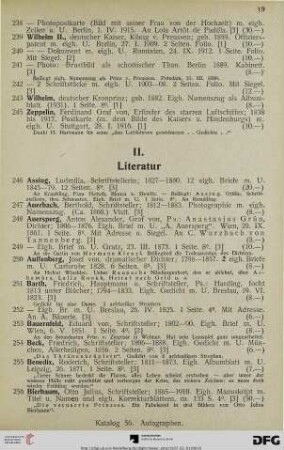 II. Literatur (Nr. 246-363)