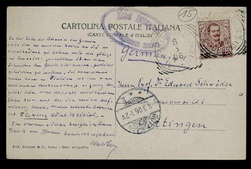Nr. 15: Postkarte von Max von Waldberg an Edward Schröder, 6.3.1906